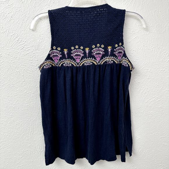 Anthropologie Akemi & Kin Crochet Blue Sleeveless Top - Picture 6 of 11
